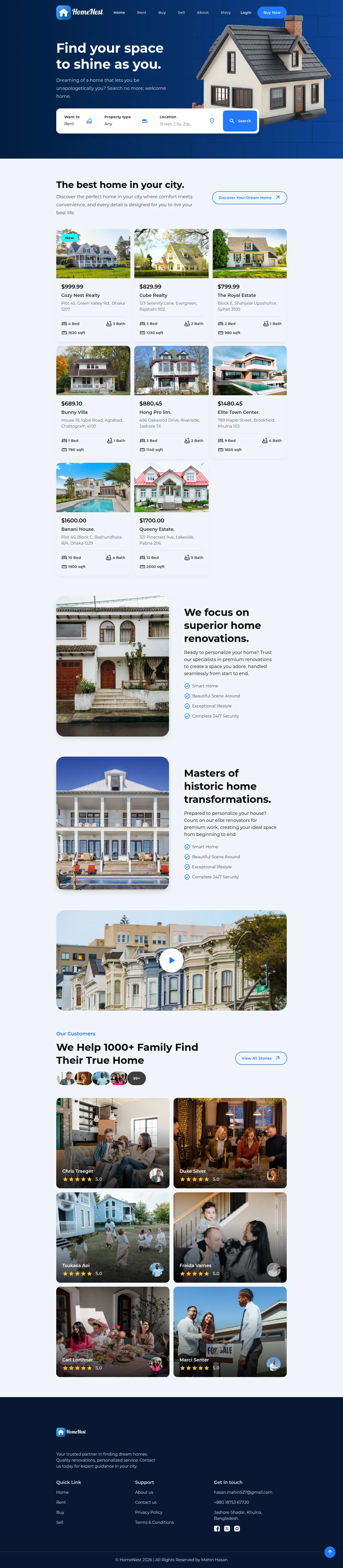 HomeNest — Real Estate Template
